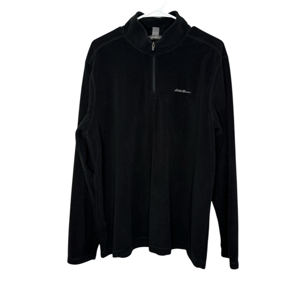 Eddie Bauer Men's Black 1/4 Zip Fleece Top Large